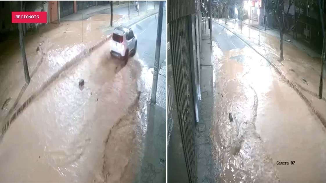 Vídeo mostra momento de rompimento de adutora que afetou abastecimento de água de bairros em BH
