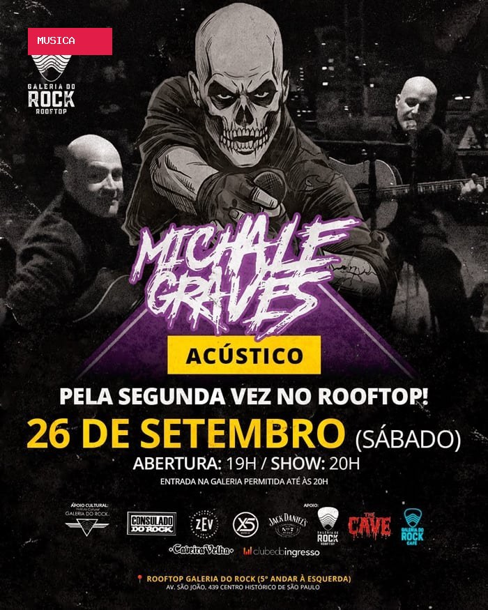 Michale Graves apresenta novo acústico no Rooftop Galeria do Rock