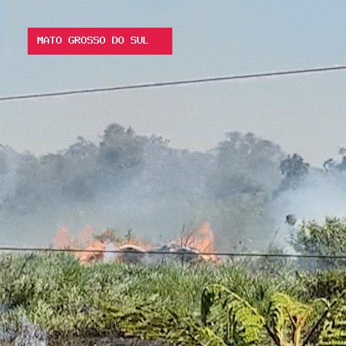 Cena corriqueira atualmente, incêndio em terreno é combatido com baldes de água