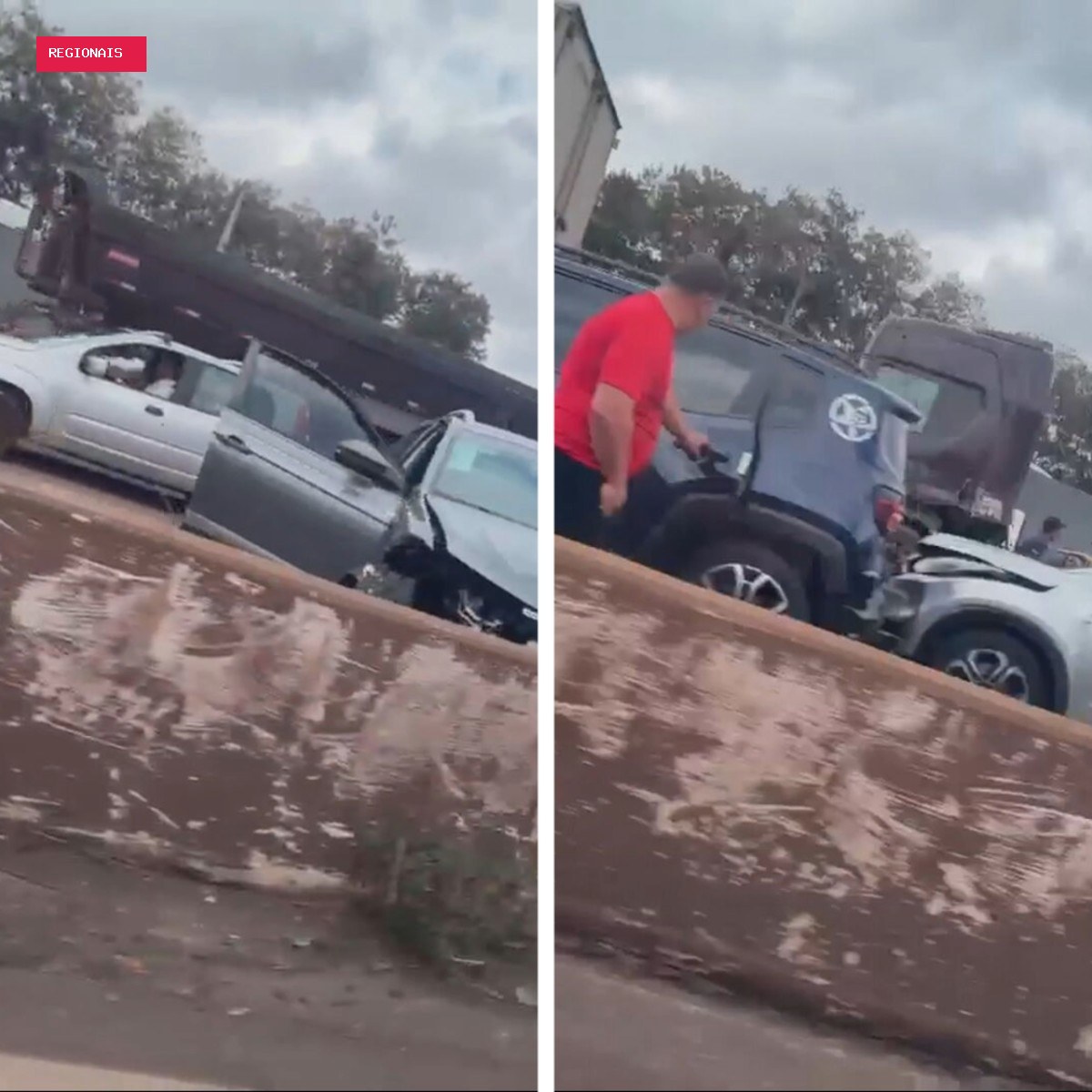 Acidente envolvendo carreta e oito carros deixa uma pessoa ferida no Anel Rodoviário de BH