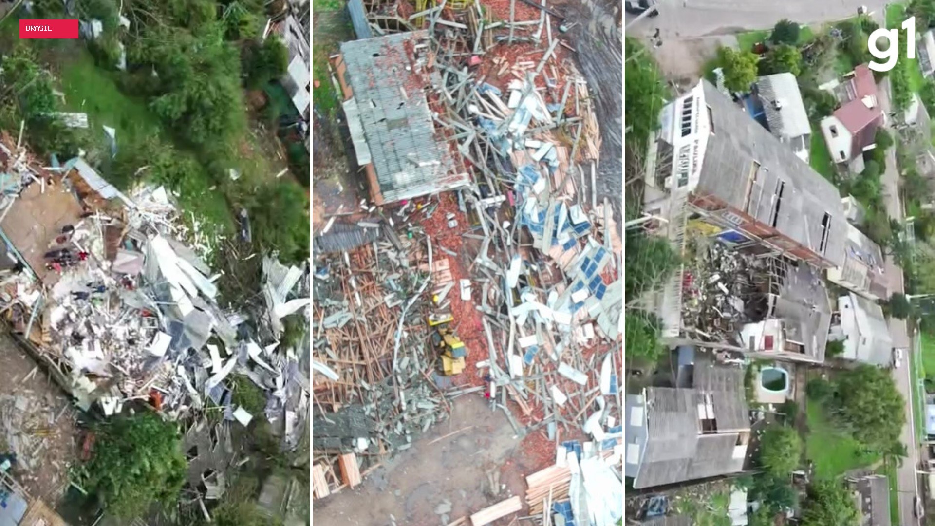 Cidade do RS atingida por ventos de mais de 100 km/h tem mais de 300 casas destelhadas, fica sem sinal de