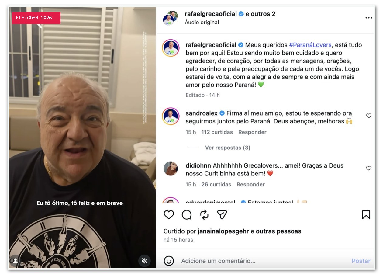Greca é internado após queda em evento de campanha