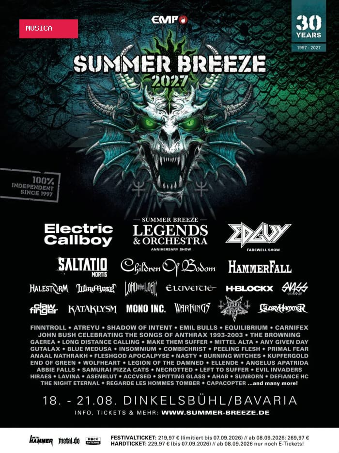 Summer Breeze confirma primeiras 63 atrações para 2027