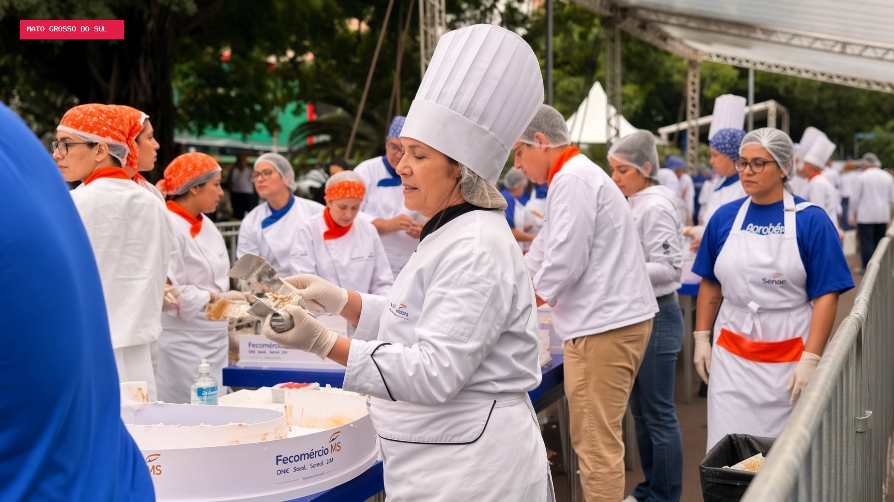 Sem desfile, bolo de 840 quilos dos 127 anos rende 2,5 mil porções em Campo Grande