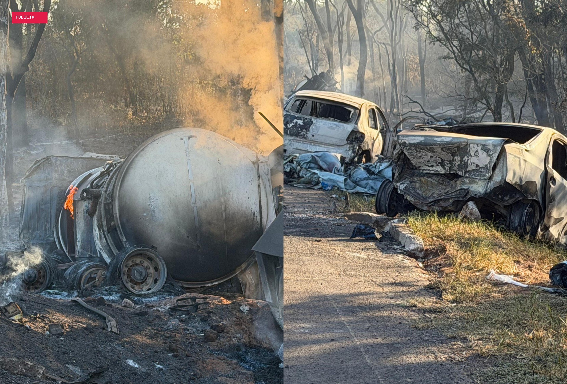 Carretas que explodiram na BR-163 em acidente com 4 mortes transportavam couro bovino e diesel