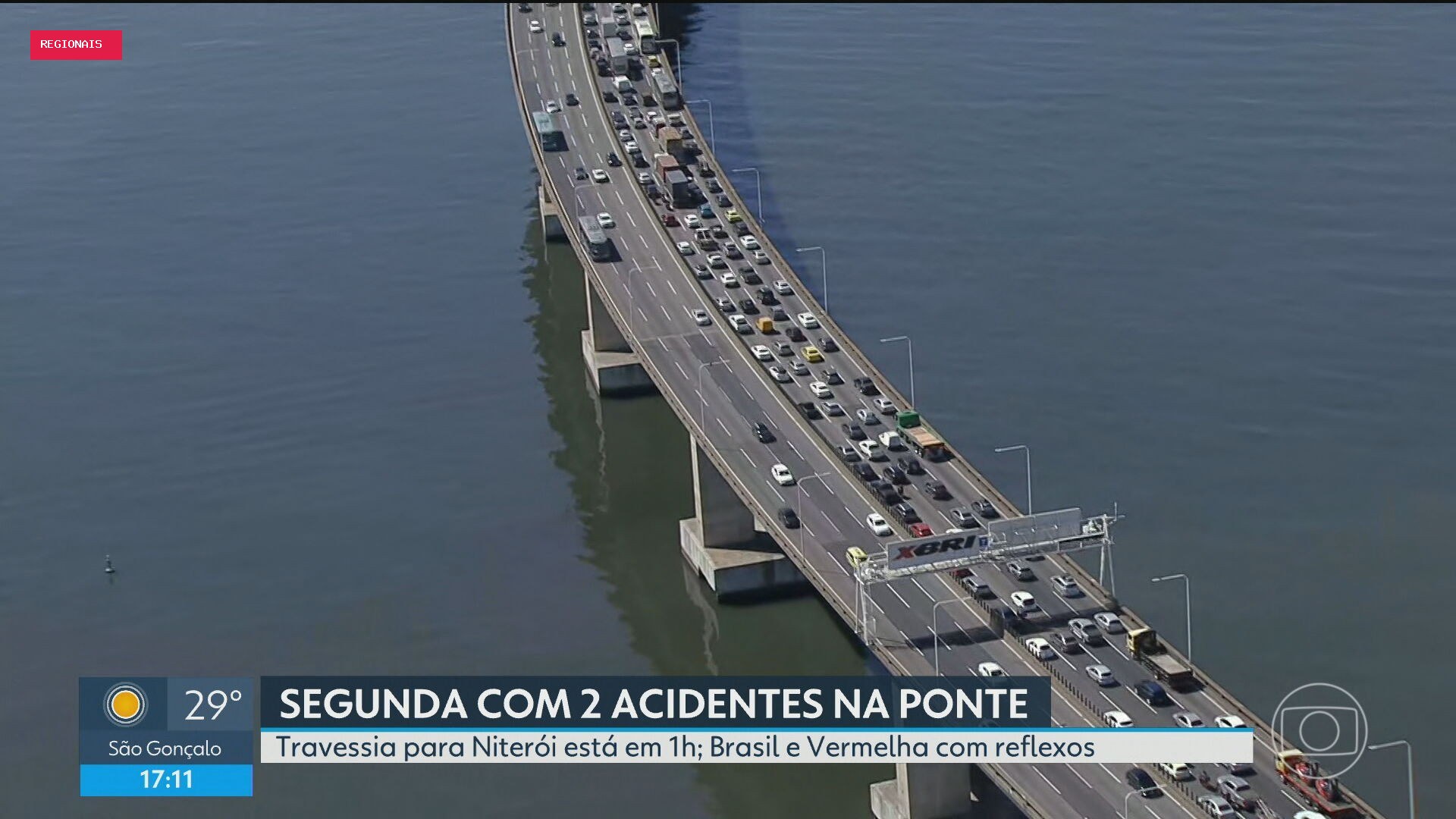 Acidente na Ponte Rio-Niterói causa retenções em vias de acesso