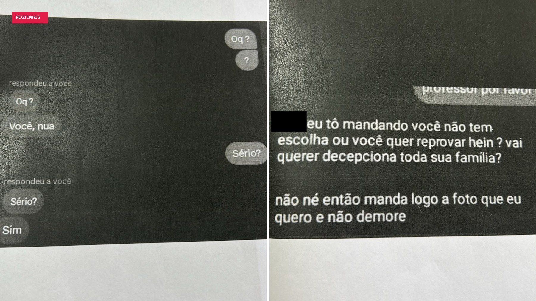Professor do Paraná que 'exigiu' fotos de adolescente nua ameaçou reprová-la após ela negar imagens; PRINTS