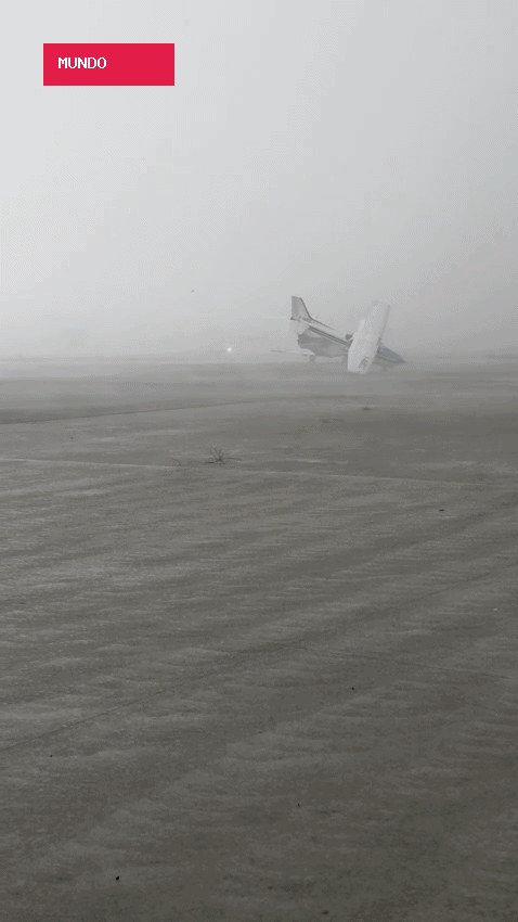 Avião capota e é arrastado durante tempestade com ventos de até 120km/h na Itália