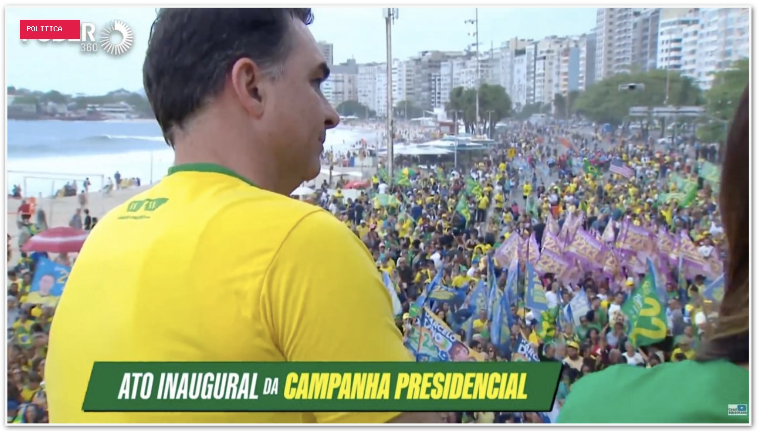 Ato de Flávio Bolsonaro em Copacabana começa com espaços vazios