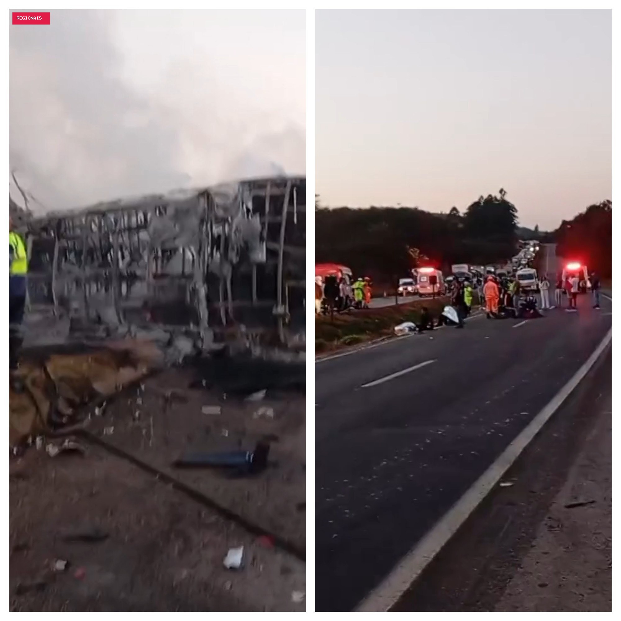 Acidente entre ônibus e caminhão deixa mortos e interdita BR-040 na Grande BH; VÍDEO