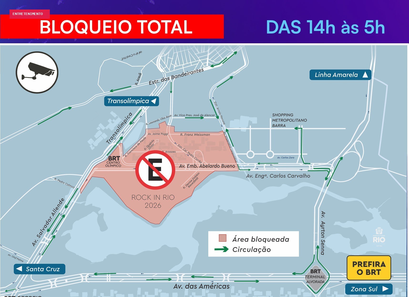 Rock in Rio: lista de ruas interditadas nos dias de shows