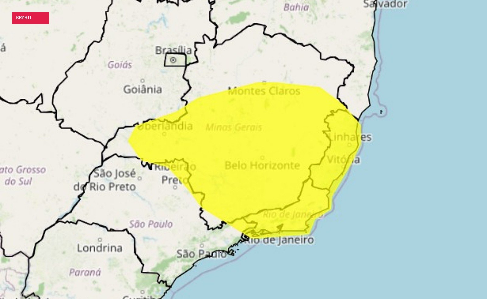 Inmet alerta para risco de chuva forte e com ventos no Sul de Minas