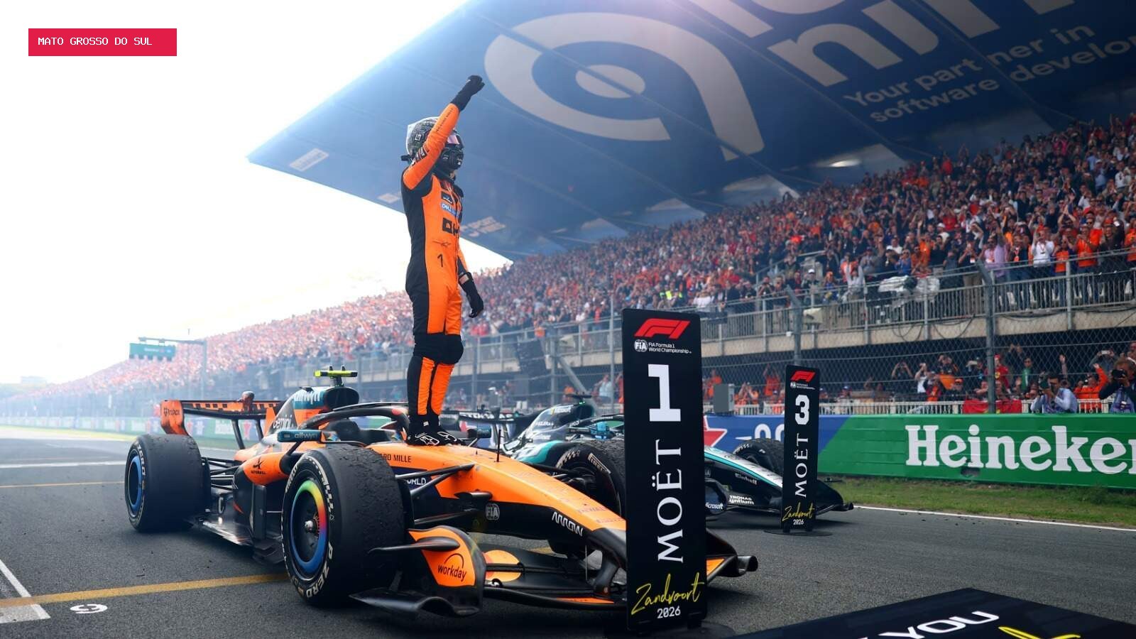 Norris vence GP da Holanda em corrida com chuva e caos; Bortoleto chega em 13º