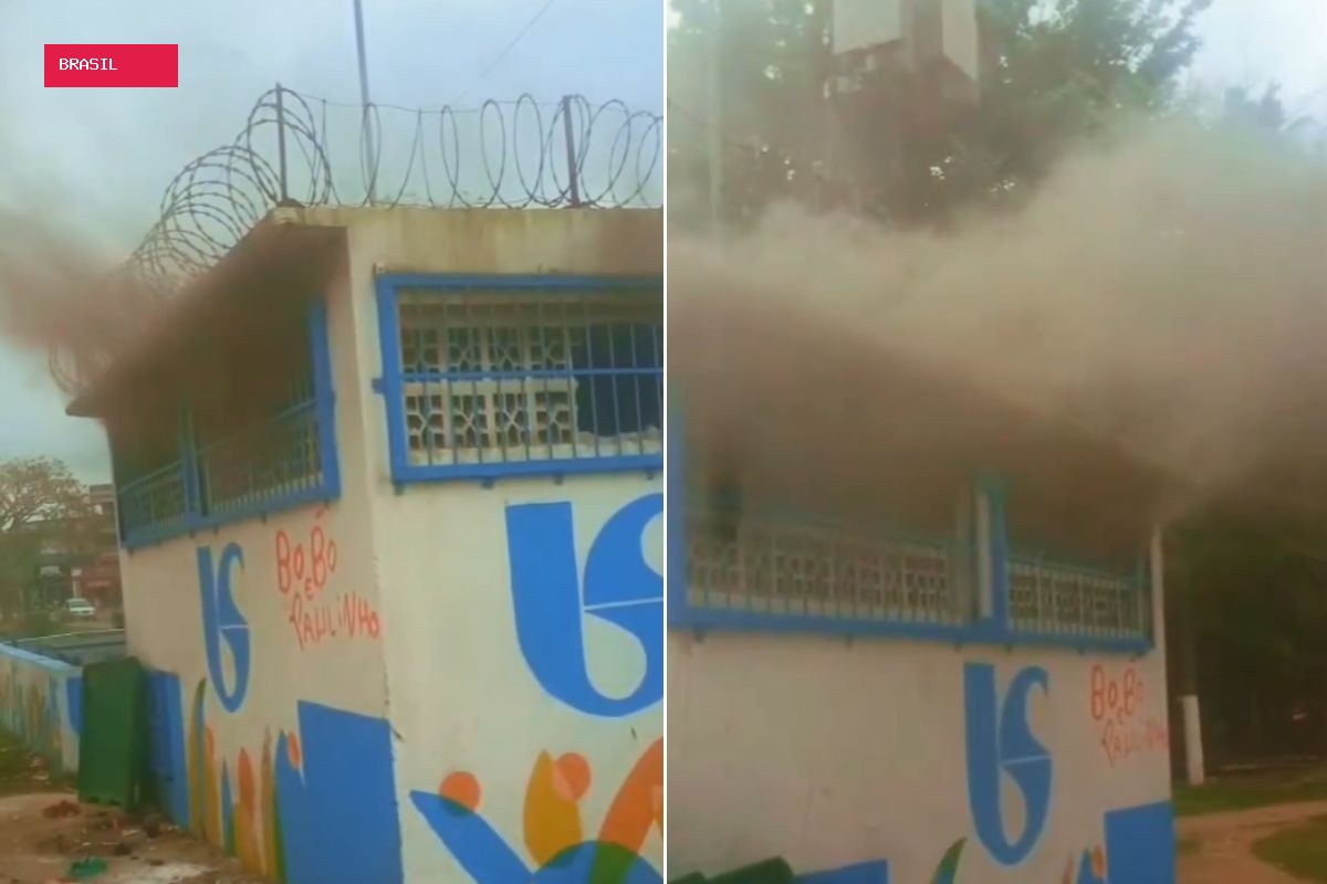 Fumaça toma conta de casa de bombas após curto-circuito em estação da Sabesp no litoral de SP