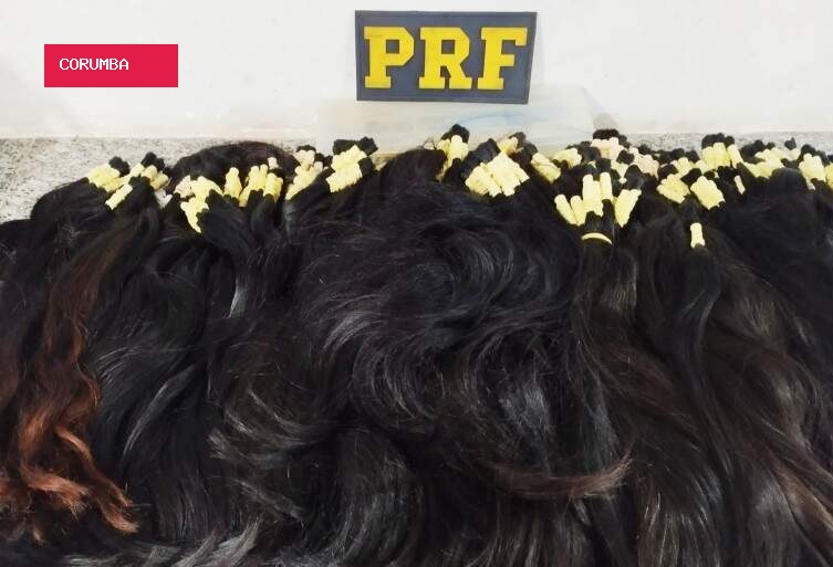 PRF apreende mala com 18 kg de cabelo humano em ônibus em Miranda