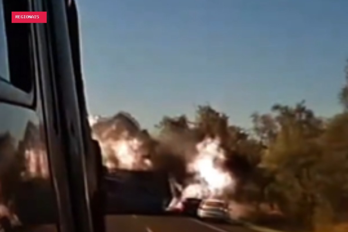 Colisão entre carretas causa explosão e deixa quatro mortos em MS