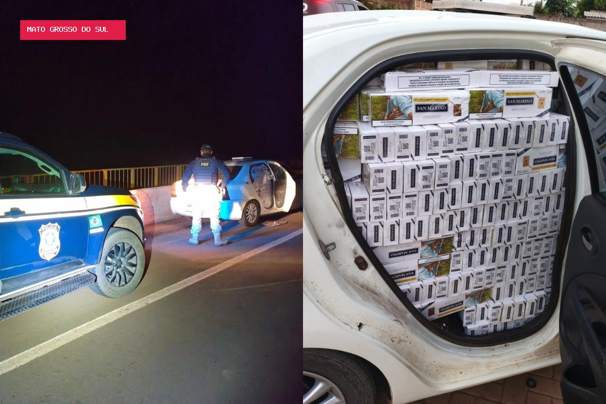 Homem abandona carro com 5 mil maços de cigarro e pula de ponte no Rio Paraná durante fuga da PRF em MS