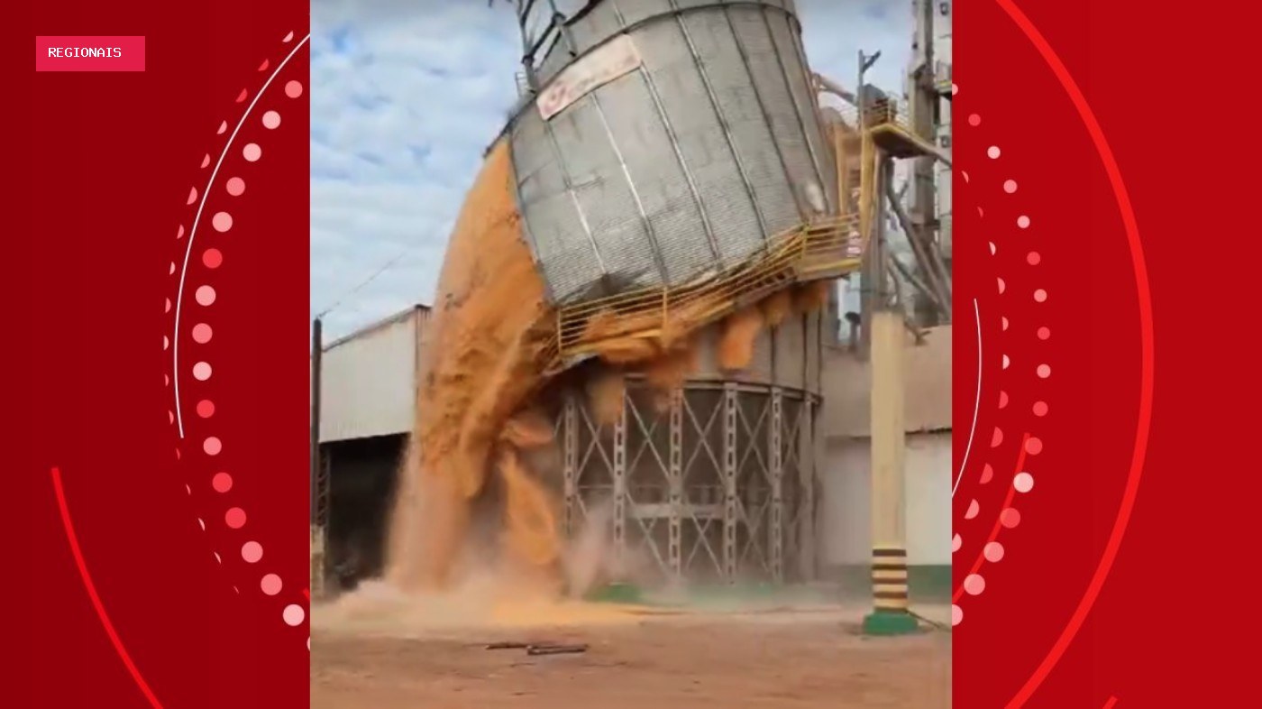 Silo 'racha' e desaba com milho armazenado, no Paraná