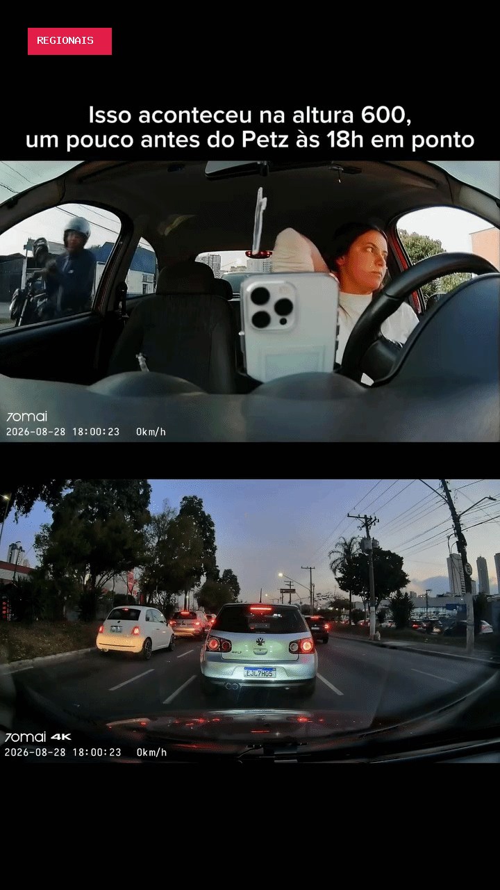 Motociclista quebra vidro de carro e furta celular de motorista parada no trânsito em SP