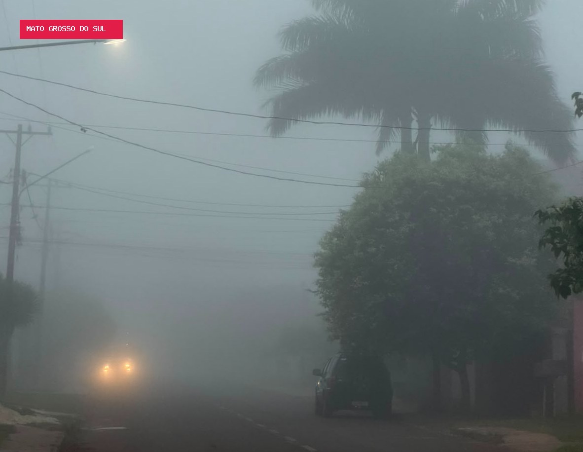 Chegada de nova frente fria muda o tempo e Maracaju amanhece com forte neblina