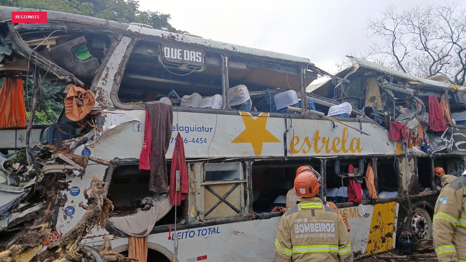 Nove morrem em tombamento de ônibus em Petrópolis