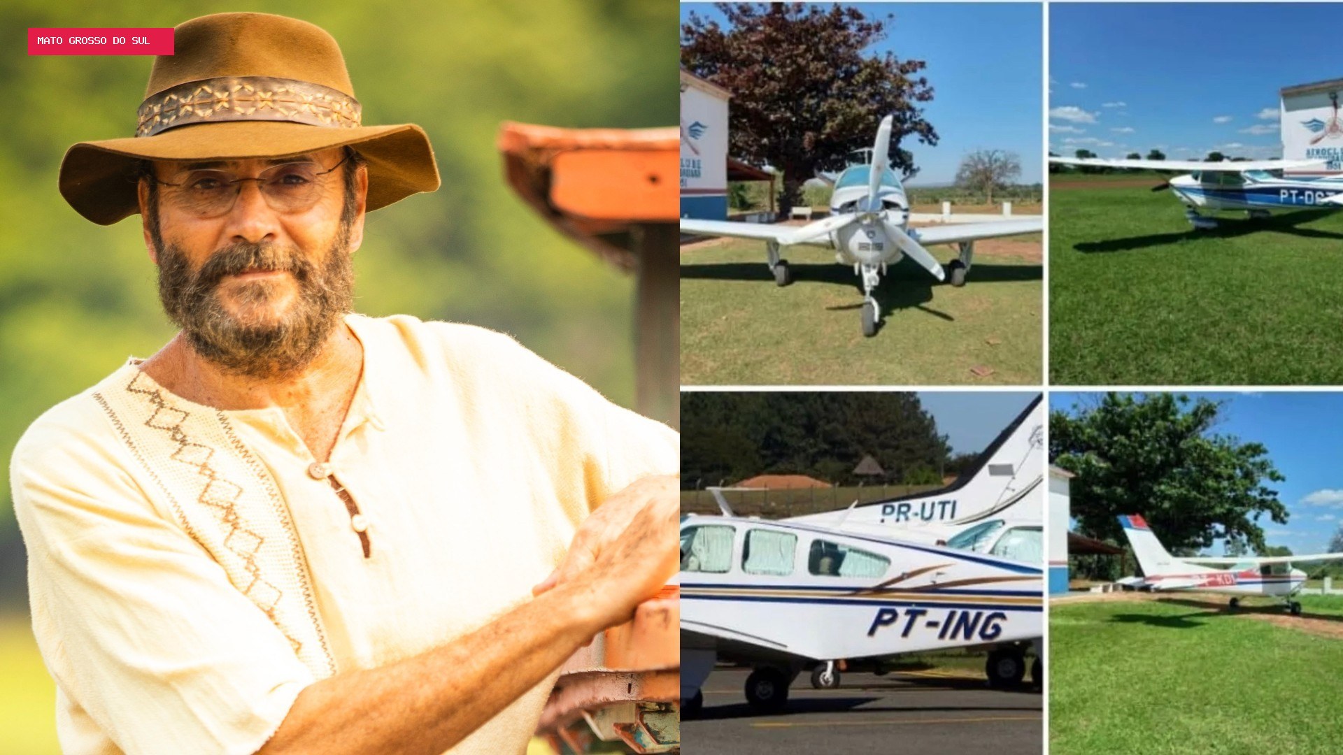 Avião de Almir Sater e outros 2 roubados em MS são encontrados na Bolívia após quase 5 anos