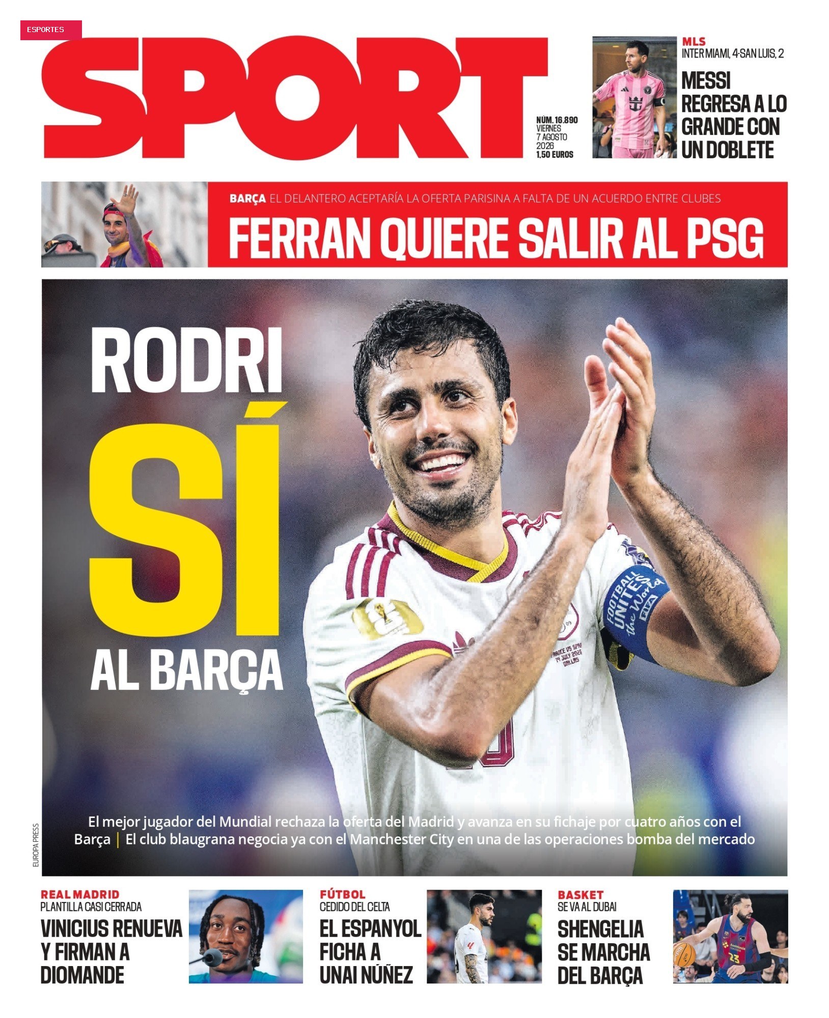 "Sim" de Rodri ao Barcelona agita imprensa espanhola; meia era alvo do Real Madrid