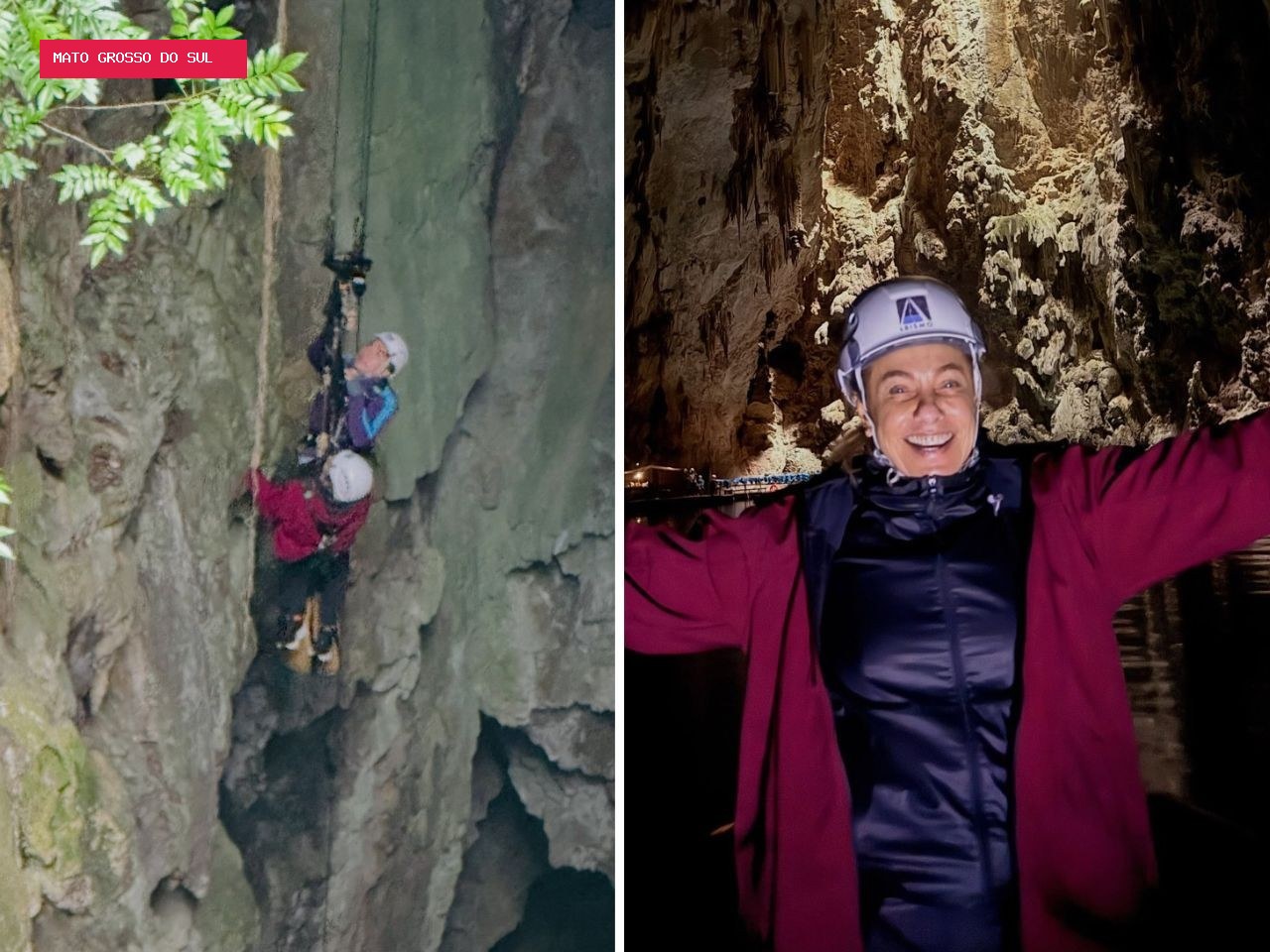 Cissa Guimarães encara rapel de 72 metros e se encanta com paraíso subterrâneo em Bonito