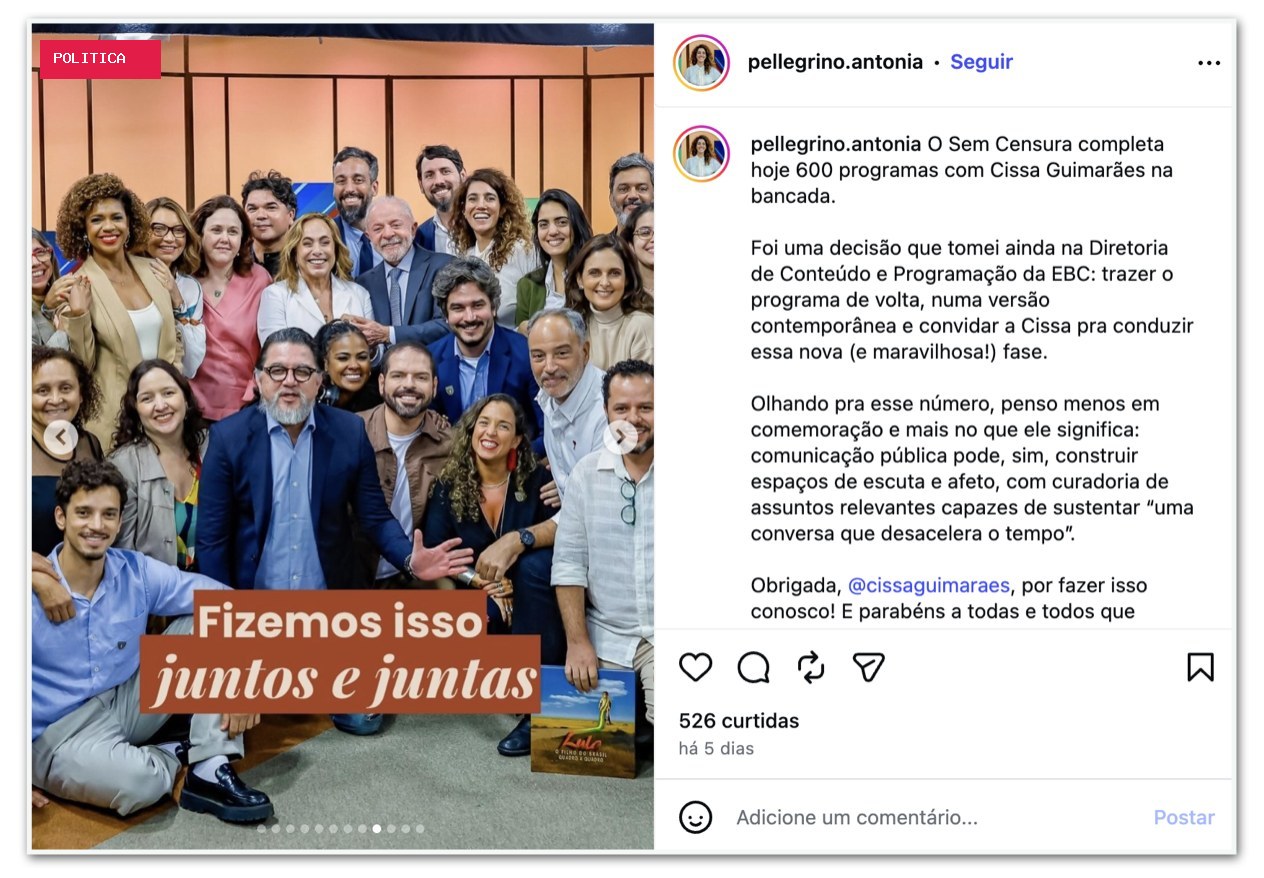 Texto critica personalismo da presidente da EBC Antonia Pellegrino