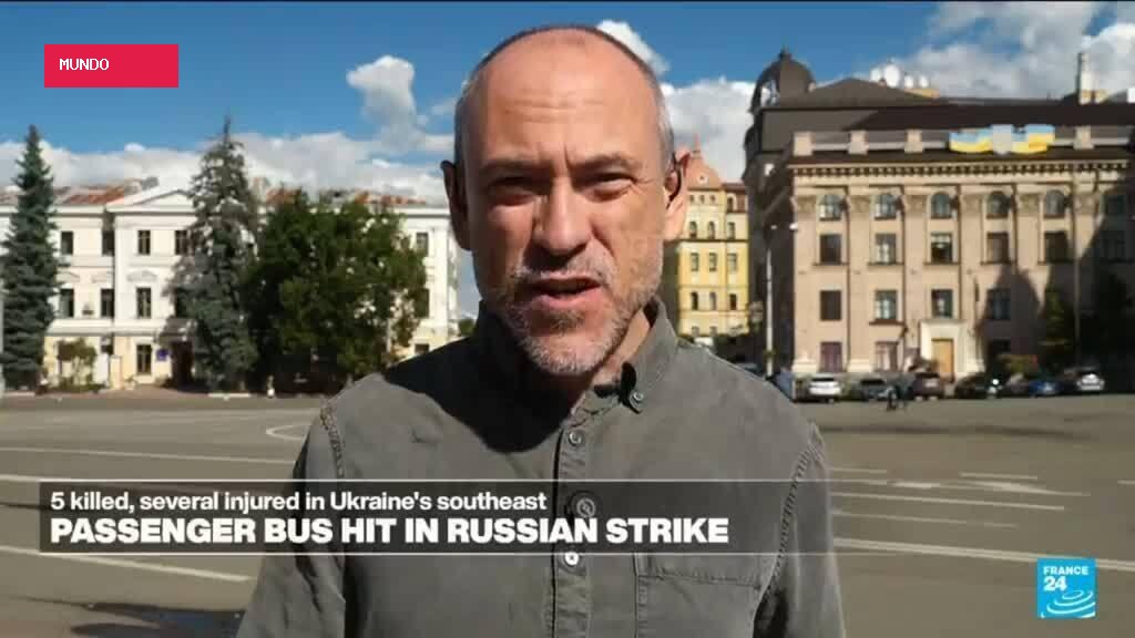 Russian drone strike on a passenger bus in Ukraine kills 5 people and wounds at least 7 others