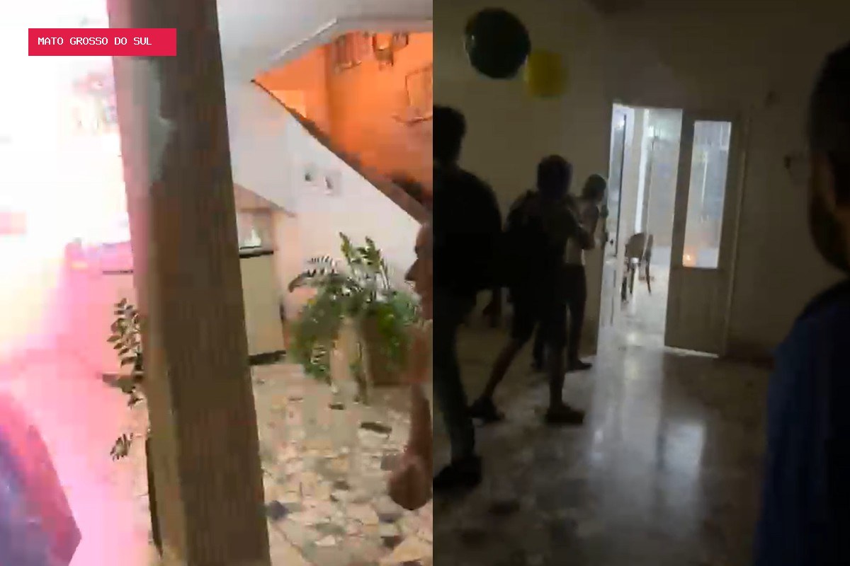 Fiação elétrica explode durante temporal e causa desespero em hotel de Campo Grande; VÍDEO