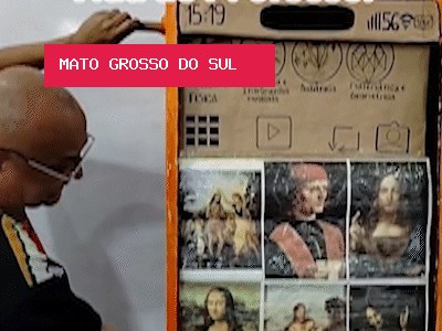 Aluna sai da “caixinha” e cria Instagram de Da Vinci em celular de papelão
