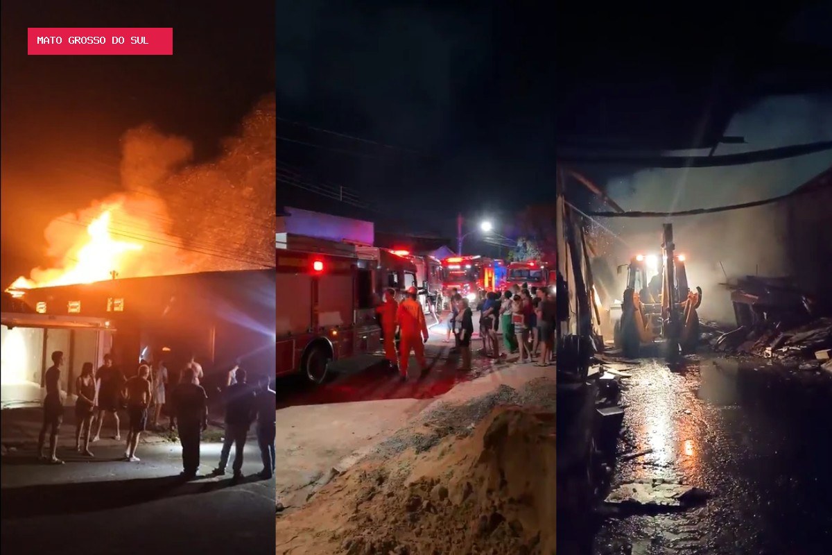 Incêndio destrói marcenaria e mobiliza cinco viaturas dos bombeiros em Campo Grande