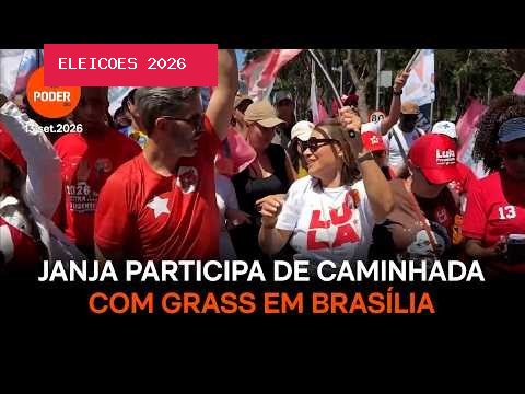 Janja participa de caminhada com candidatos do PT em Brasília