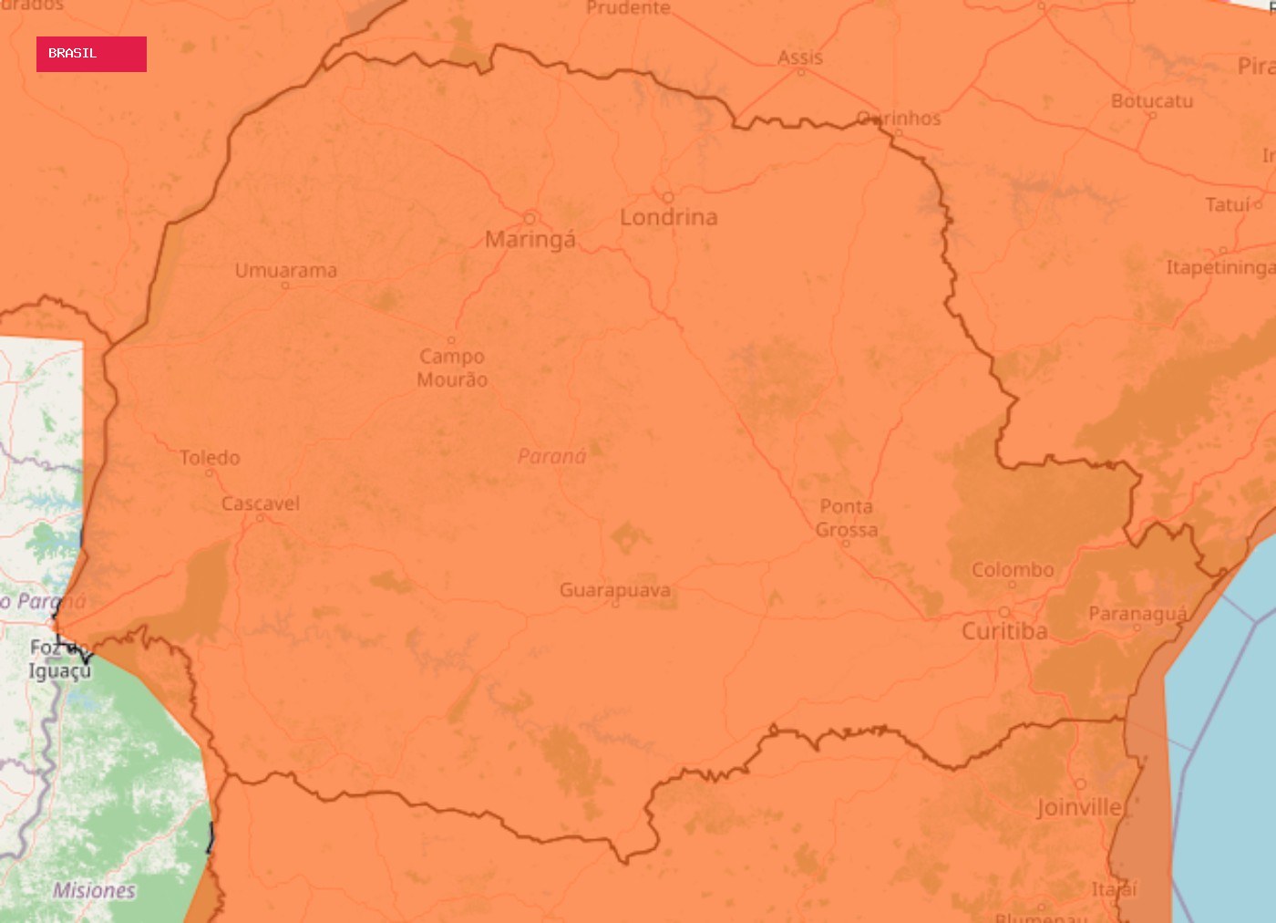 Alerta laranja é ampliado e coloca todas as cidades do Paraná em 'perigo' para tempestades