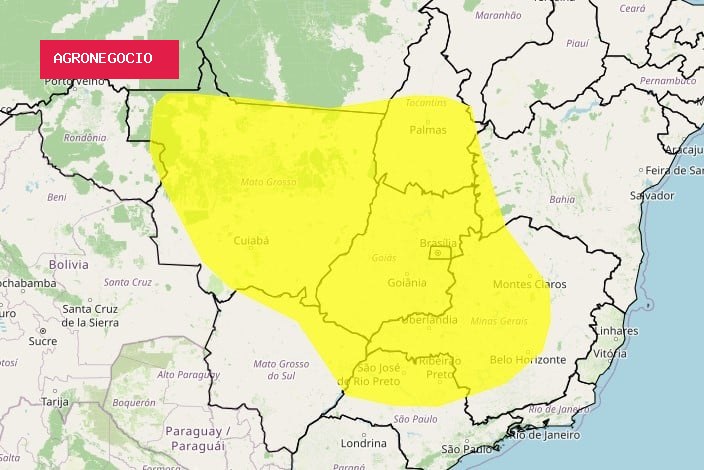 Chuva de 50 mm e ventos de 60 km/h são previstos para áreas de 10 estados