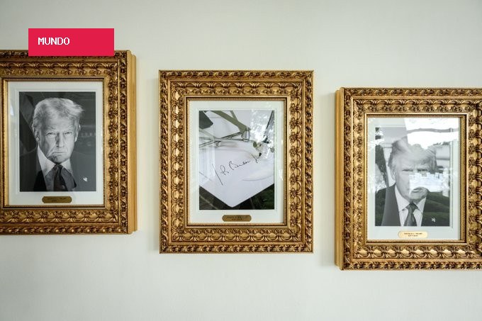 Casa Branca divulga VÍDEO de Trump mostrando foto de caneta colocada por ele no lugar de retrato de Joe