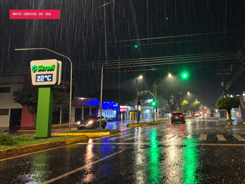Sob alerta vermelho, chuva forte avança por Dourados e Naviraí