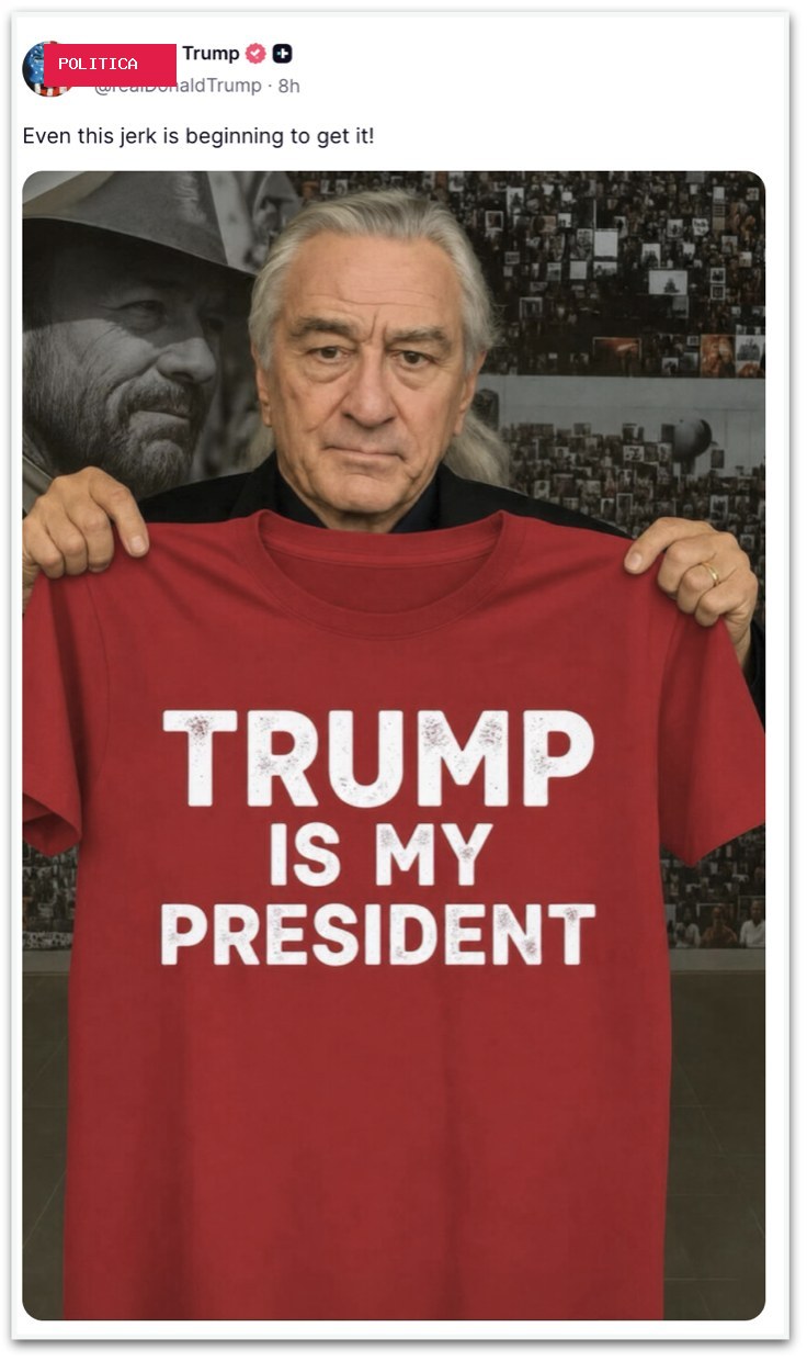 Trump usa IA para mostrar Robert De Niro como apoiador