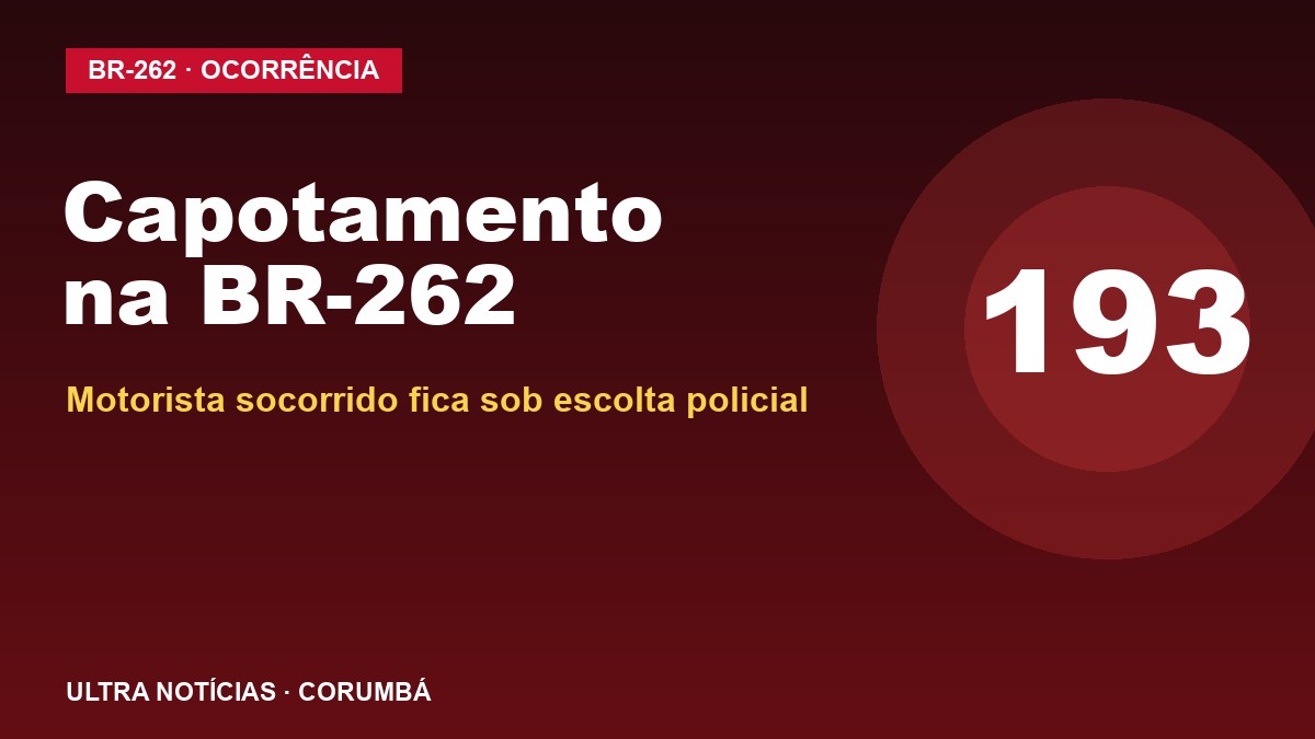 Arte: capotamento na BR-262, motorista socorrido pelo Corpo de Bombeiros