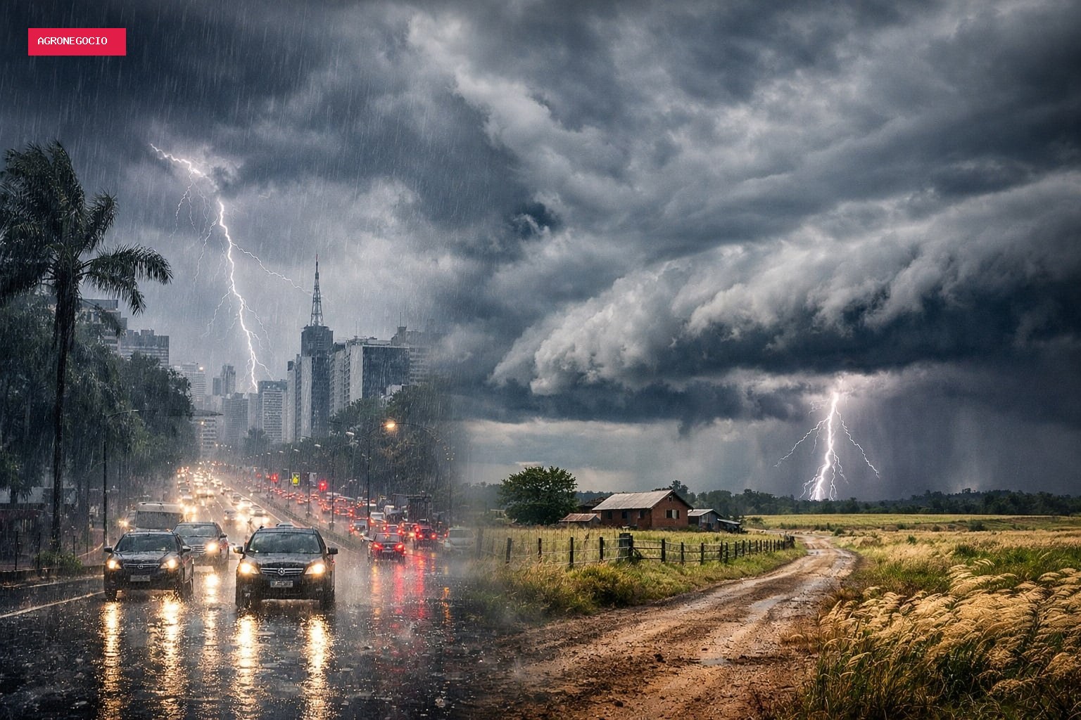 Semana começa com avanço de frente fria e chuva forte em boa parte do Brasil