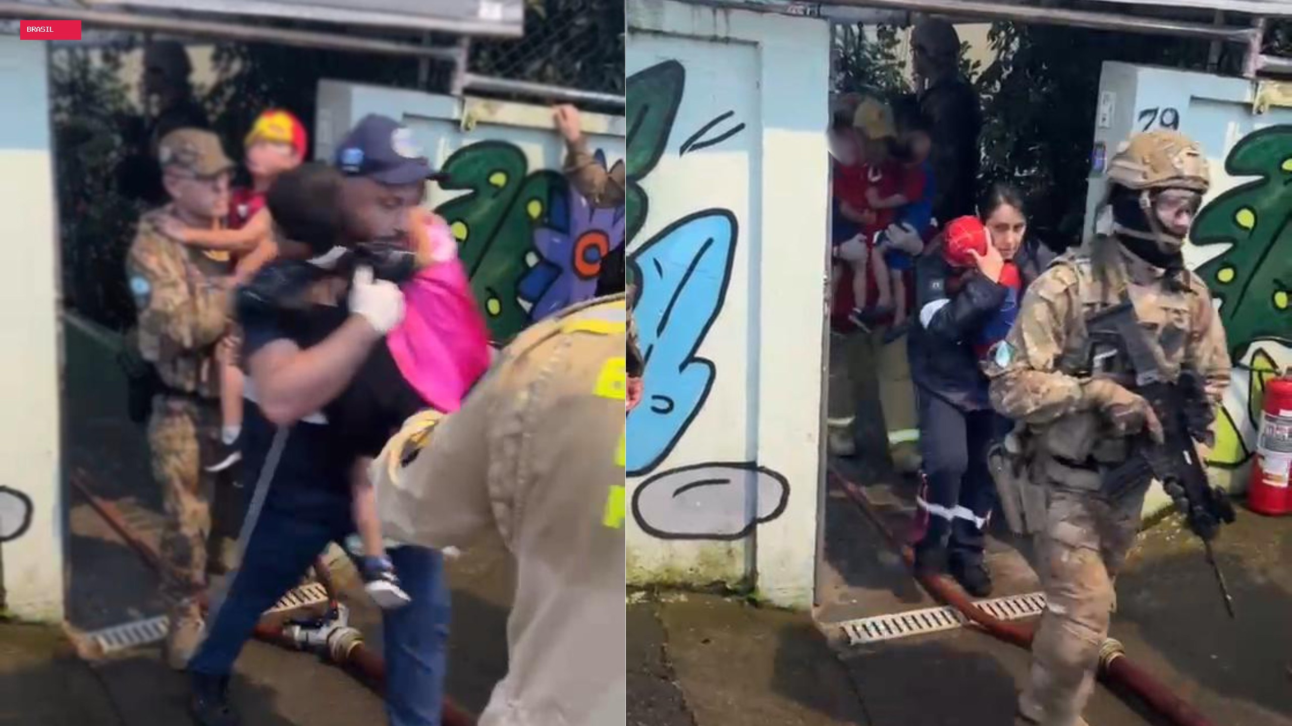 Veja o momento em que crianças são resgatadas após serem mantidas reféns em CMEI de Curitiba