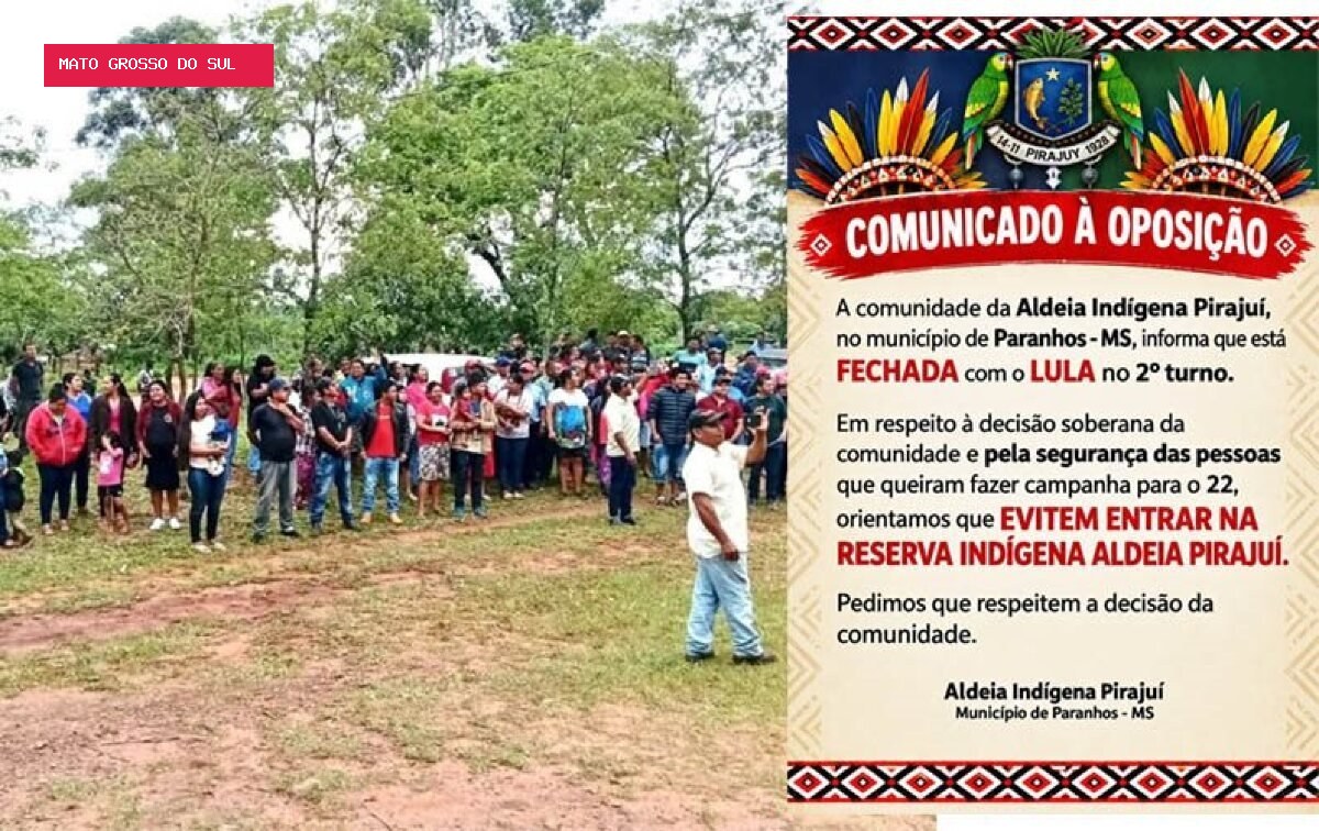 Aldeia indígena de MS fecha apoio a Lula