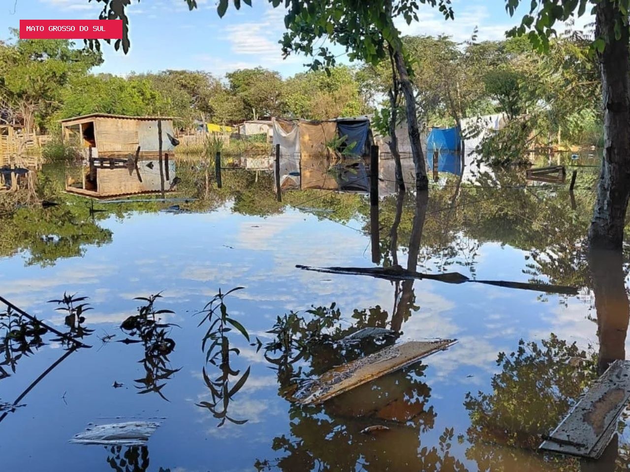 Água invade moradias, destrói móveis e deixa moradores 'ilhados' em comunidade de Campo Grande