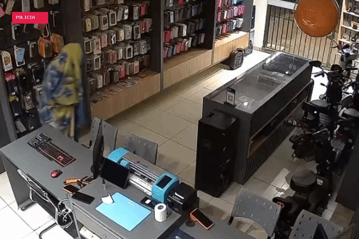 Homem se enrola em cobertor para não ser visto e furtar loja de celulares em MS; VÍDEO