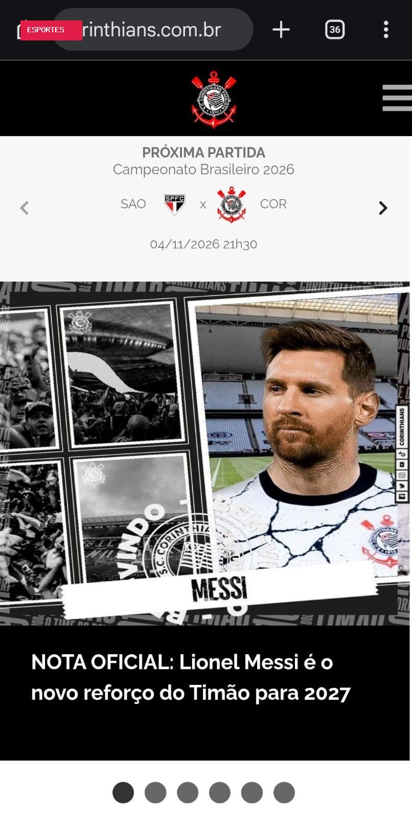 Site do Corinthians é hackeado e "anuncia" a contratação de Messi