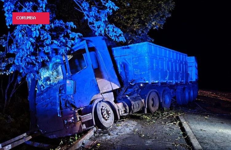Ao desviar de árvore caída, motorista bate carreta em outra na BR-262