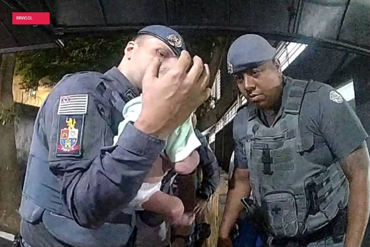 Bebê de 2 meses engasga com leite e é salvo por PMs na zona norte de SP