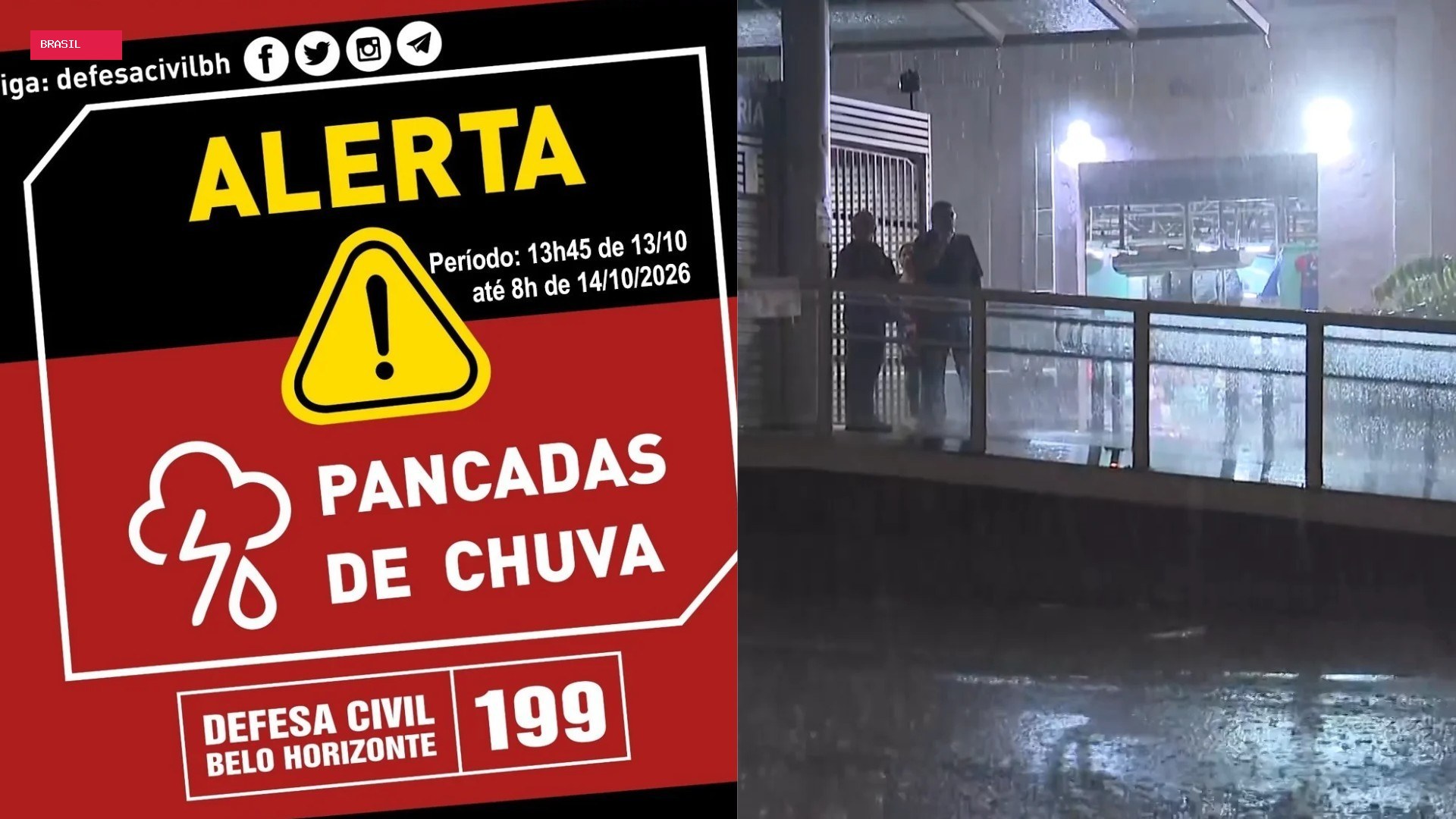 Defesa Civil emite alerta de chuva com raios e ventos de 50 km/h em BH