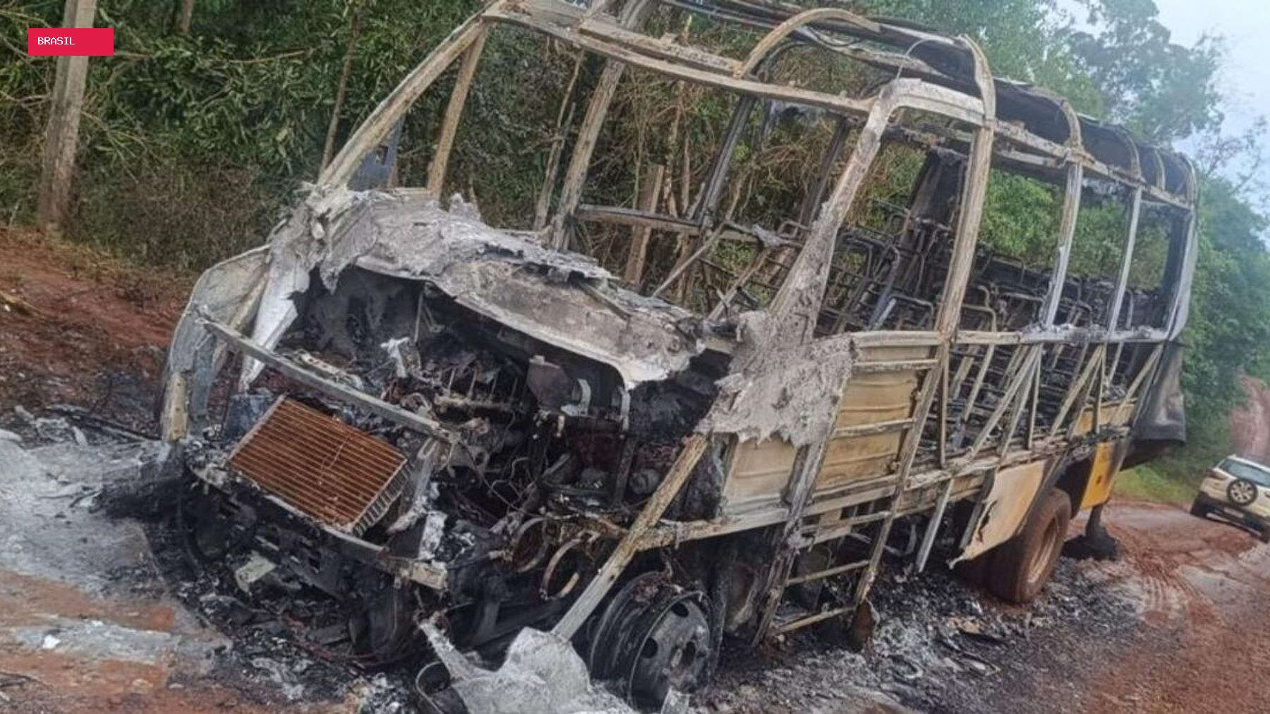 Estudante e motorista fogem pela janela após ônibus escolar pegar fogo no Paraná